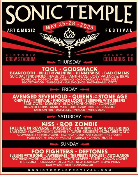 sonic temple music festival lineup